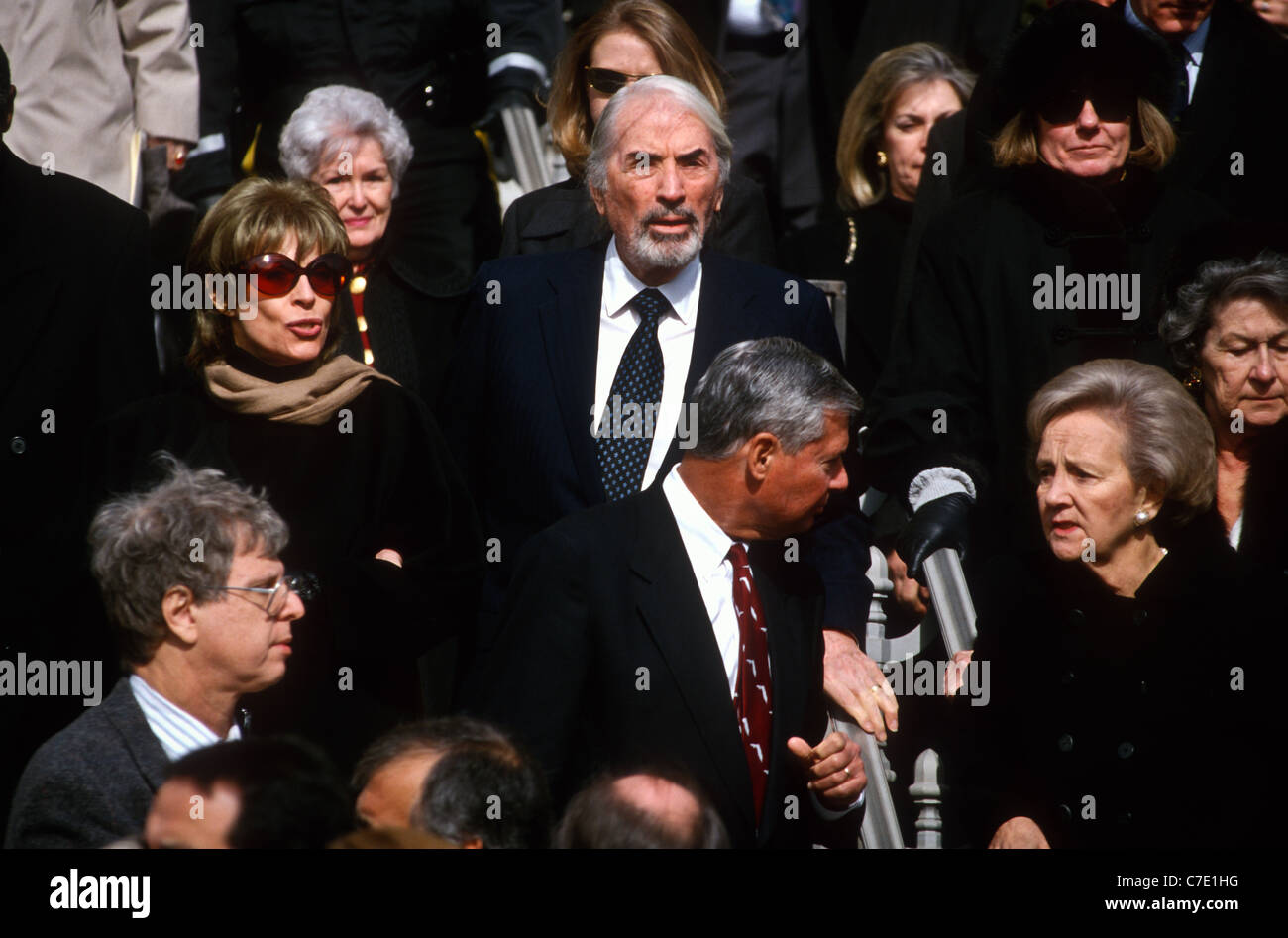 Actor Gregory Peck following the funeral service for former US Ambassador to France Pamela Harriman Stock Photo