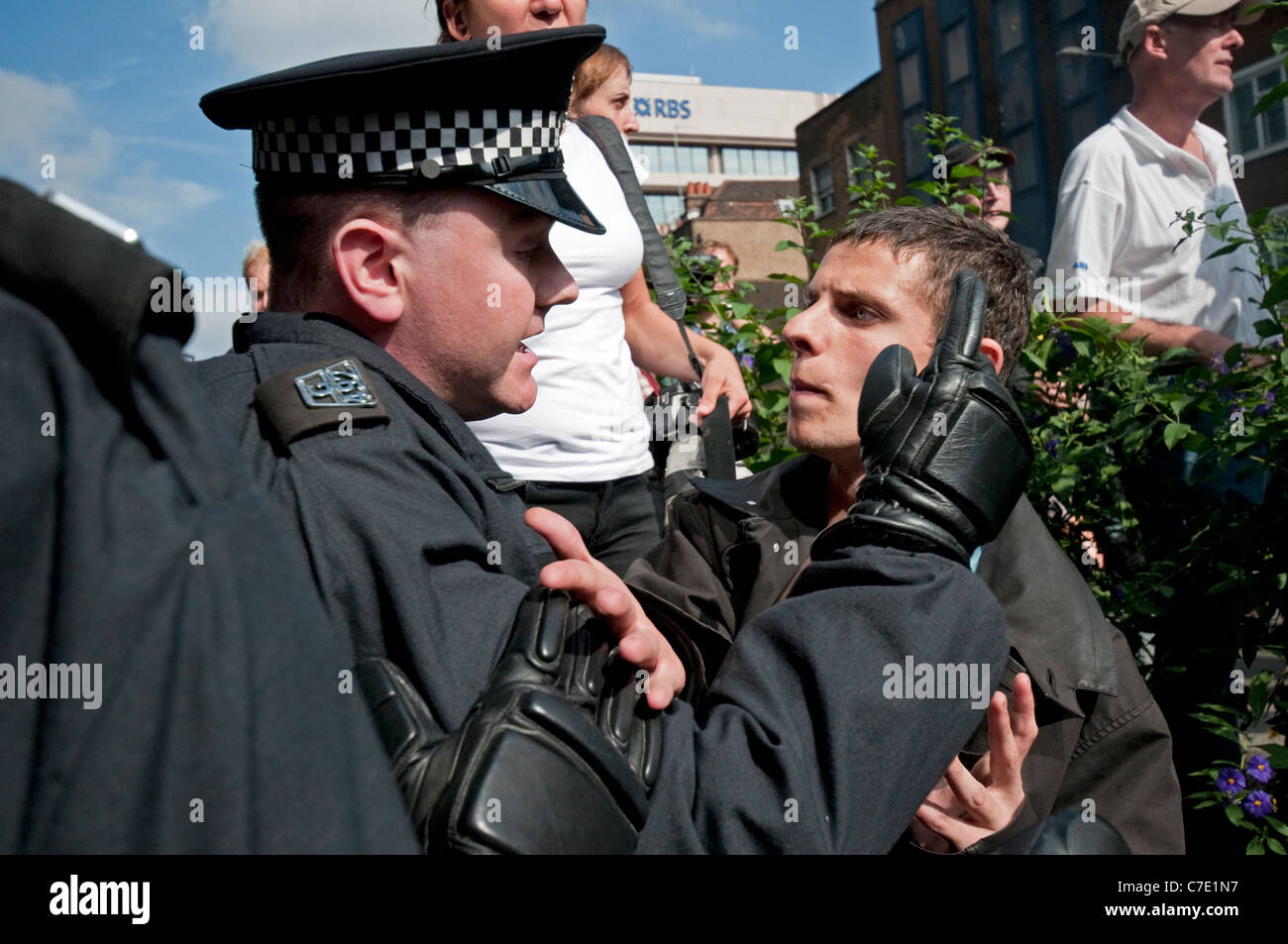 English Defence League EDL  march through Tower Hamlets London East End despite banning of march 3.9.2011 Stock Photo