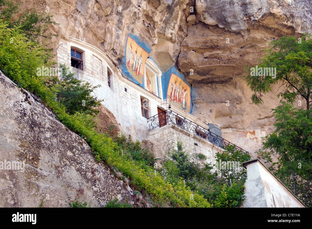 Bakhchsarai rocky cave Uspensky monastery Piously, Bakhchisarai, Crimea, Ukraine Stock Photo
