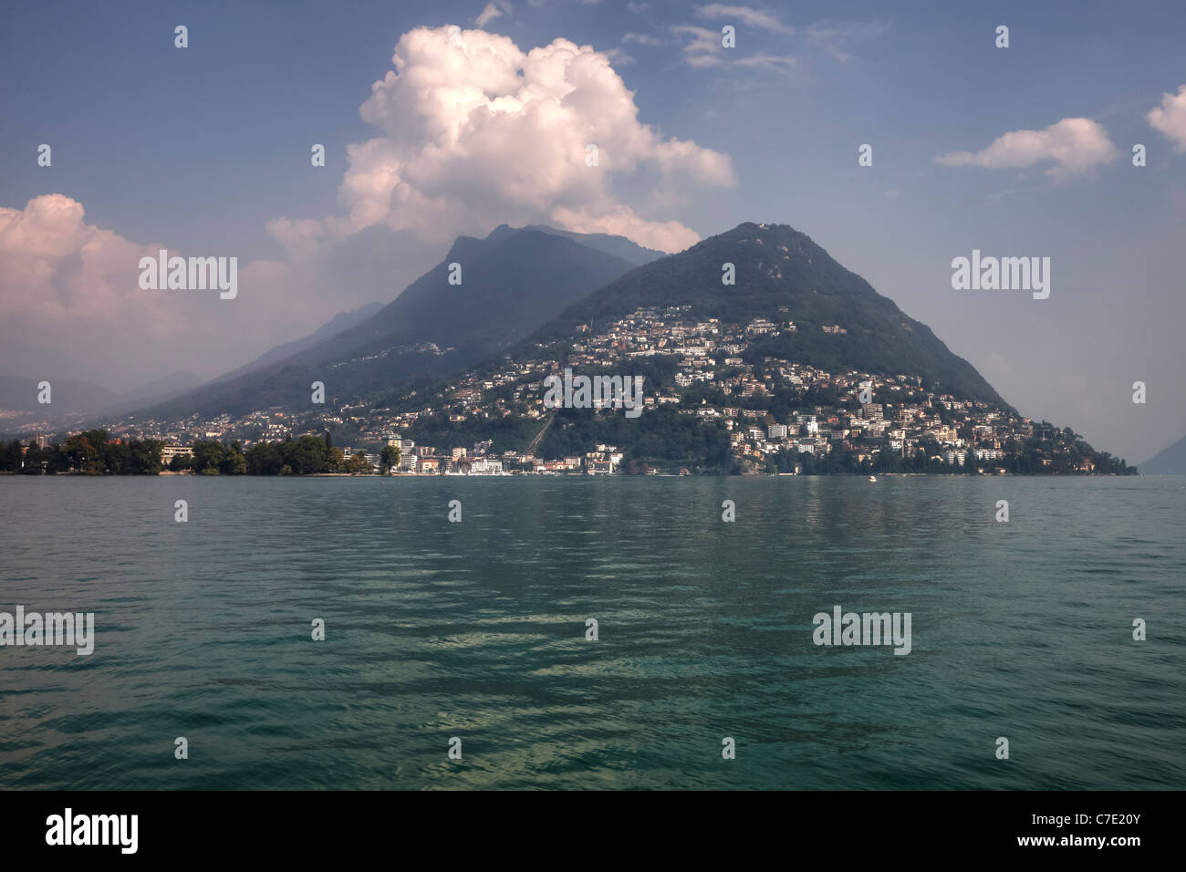 Monte Bre at Lago di Lugano Stock Photo