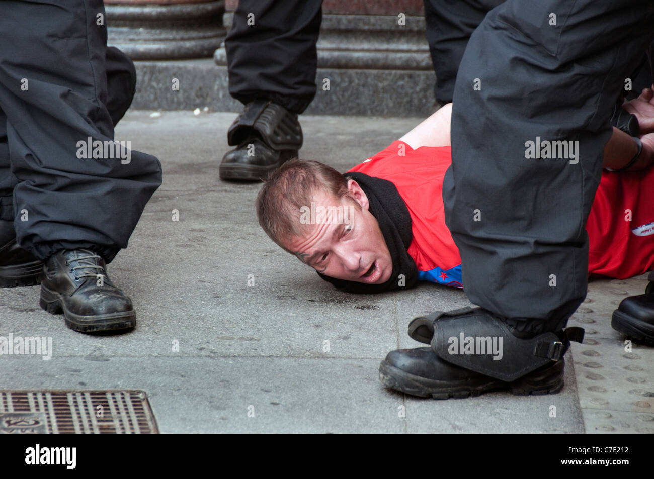 English Defence League EDL  march through Tower Hamlets London East End despite banning of march 3.9.2011 Stock Photo