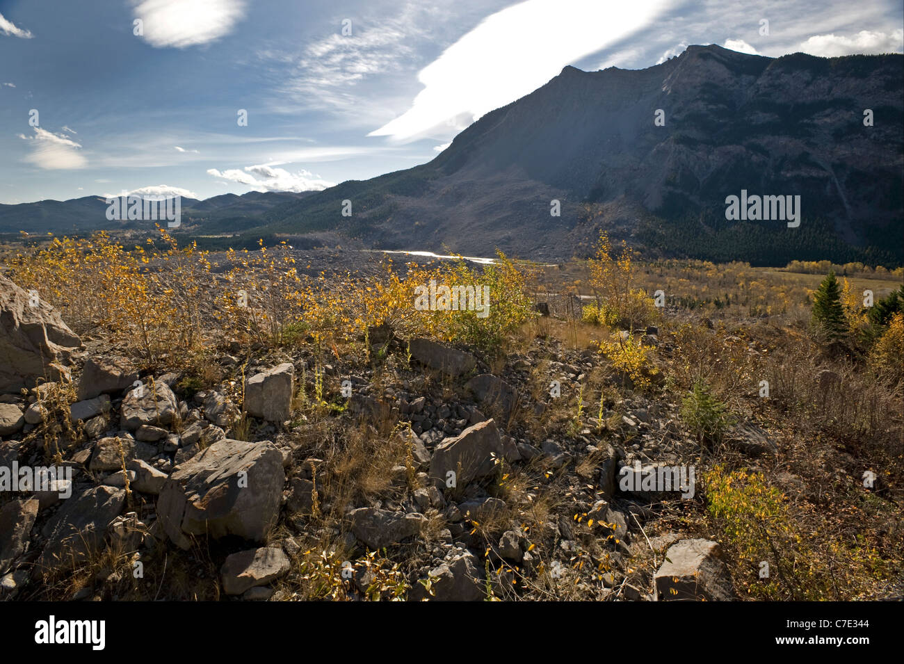 Turtle Mountain at the "Frank Slide" Disaster site in Alberta, Canada