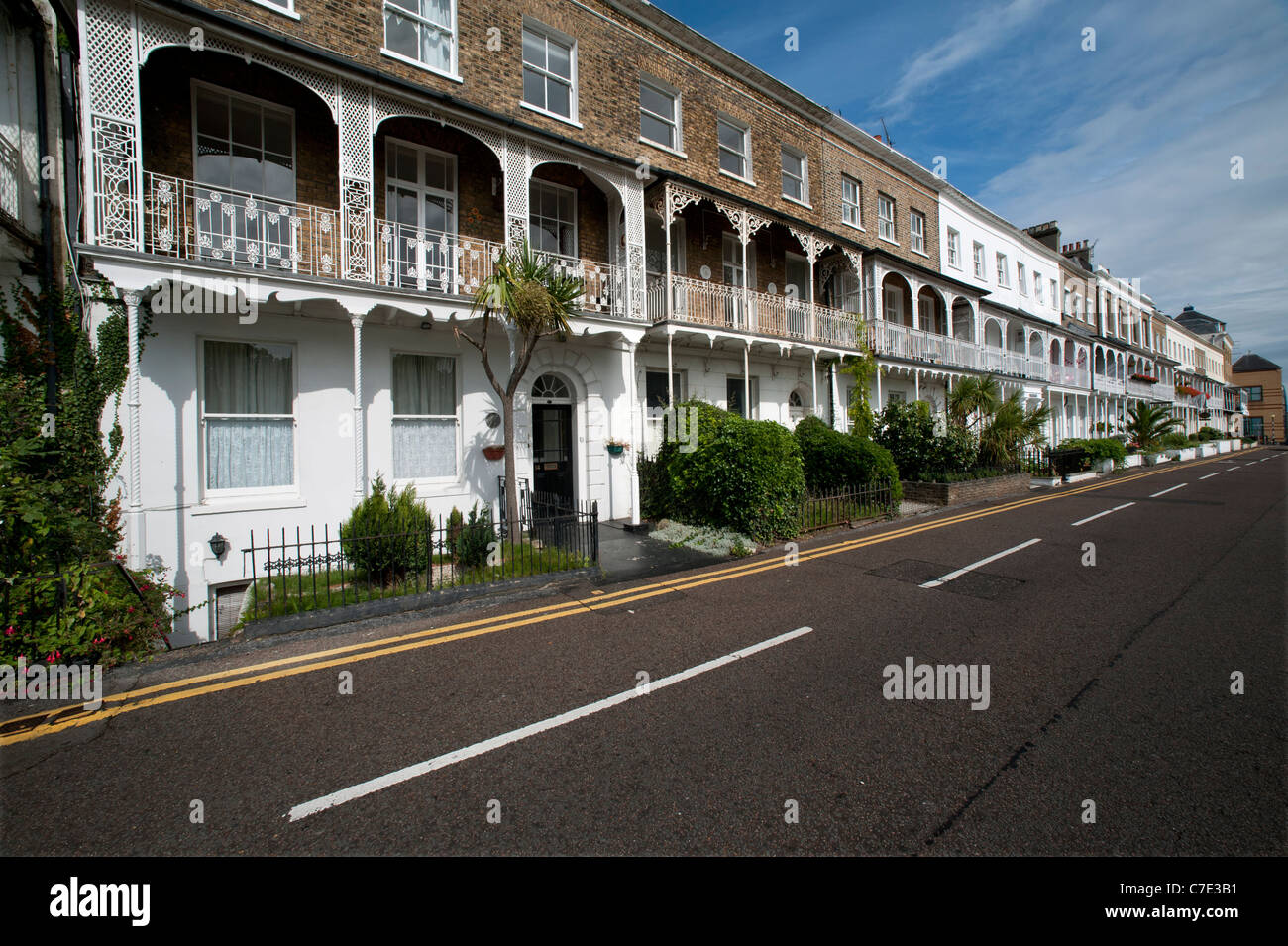 Southend on Sea, Essex, England. Royal Terrace built in 1791-93 commemorates visit by Princess Caroline in 1803 Stock Photo