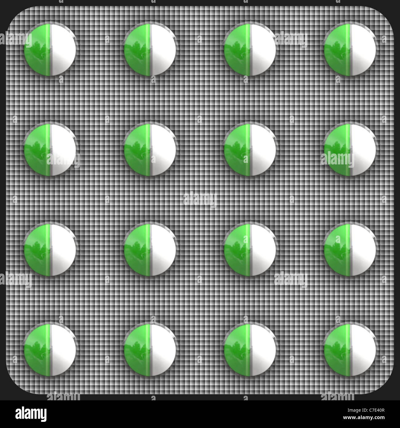 Round pills enclosed in their foil bubble packaging Stock Photo Alamy