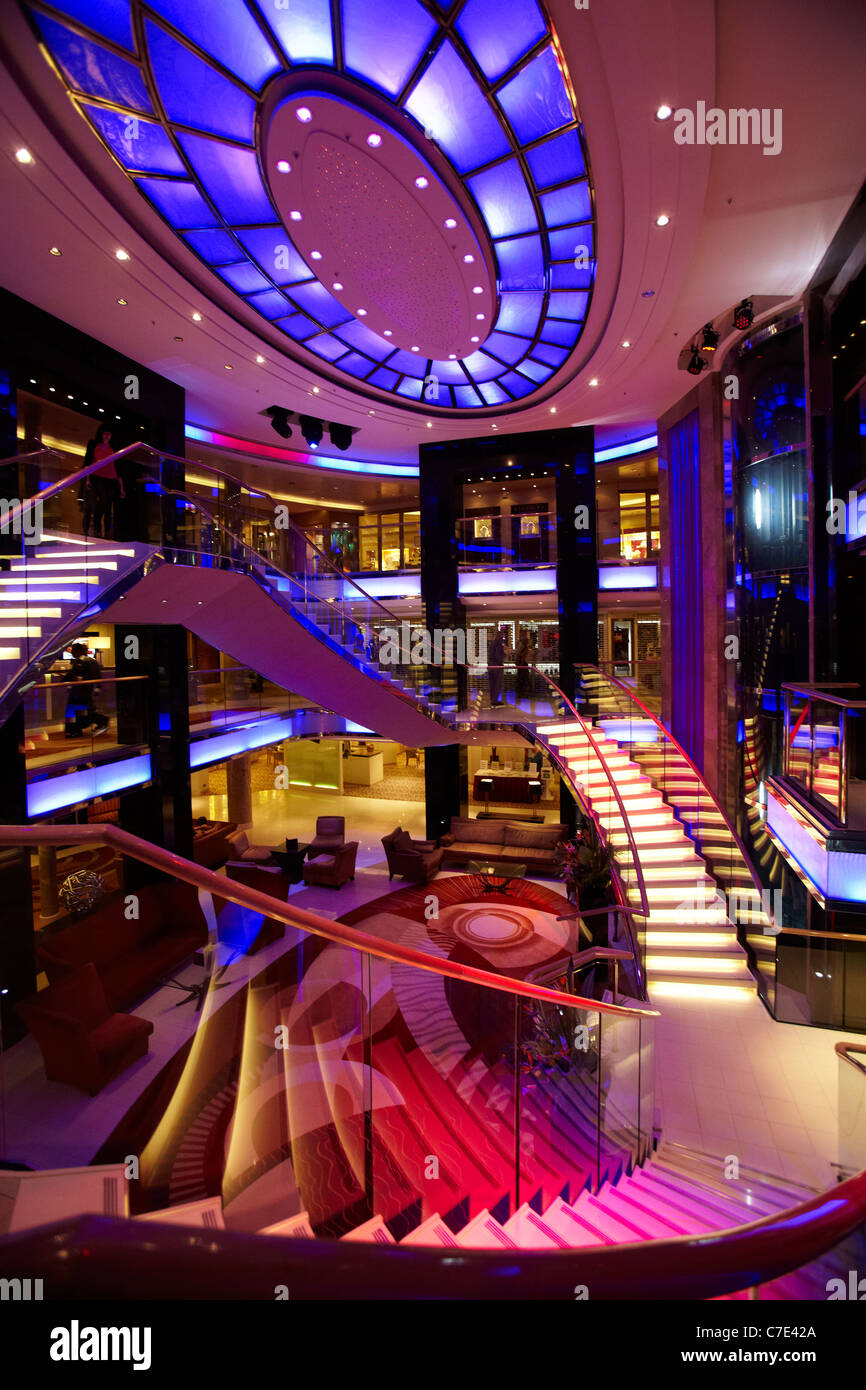 The Atrium On Board The P O Cruise Ship Ventura Stock Photo