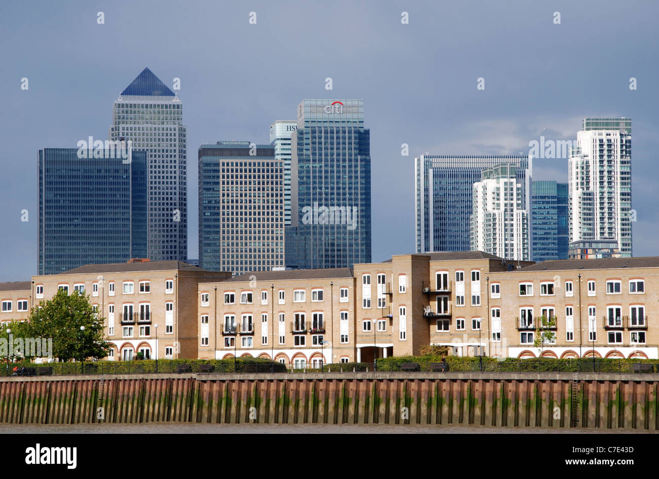 Canary Wharf and residential housing near the Isle of Dogs London ...