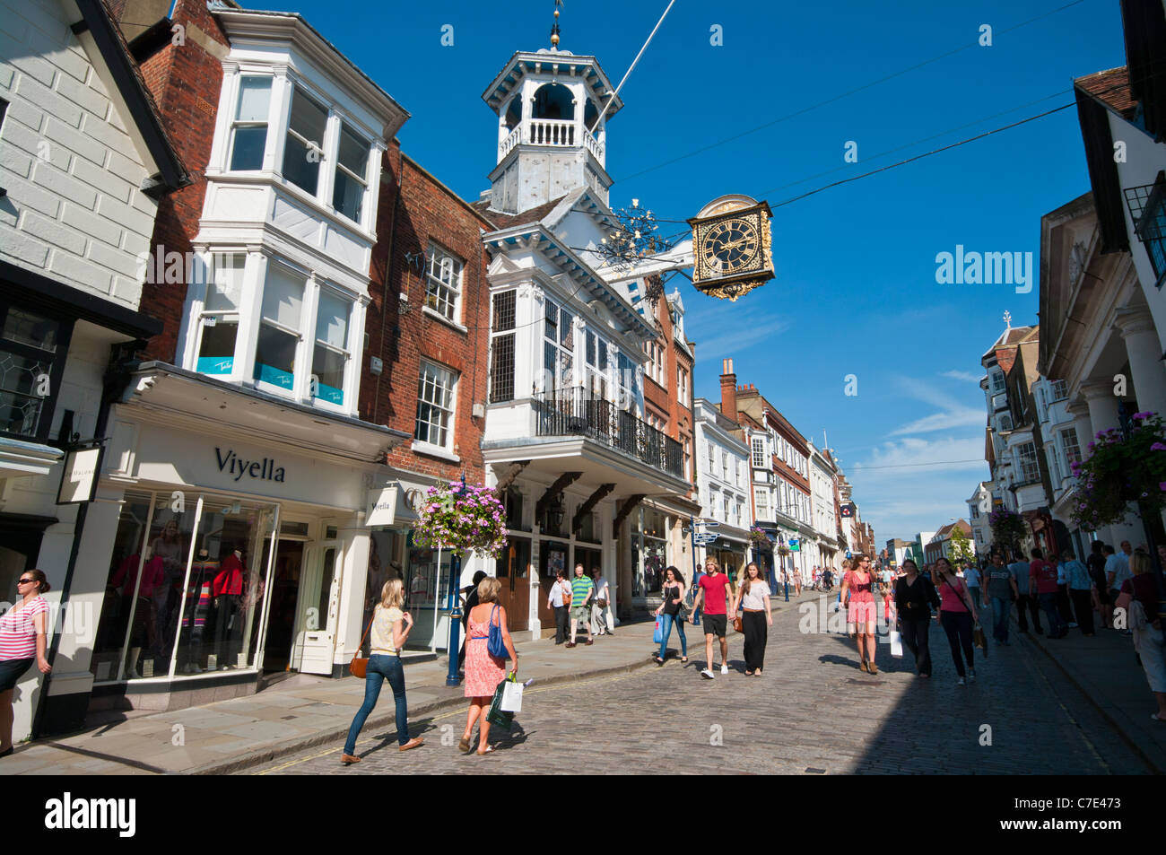 The Guildhall Building and Town Clock High Street Guildford Surrey England UK Stock Photo