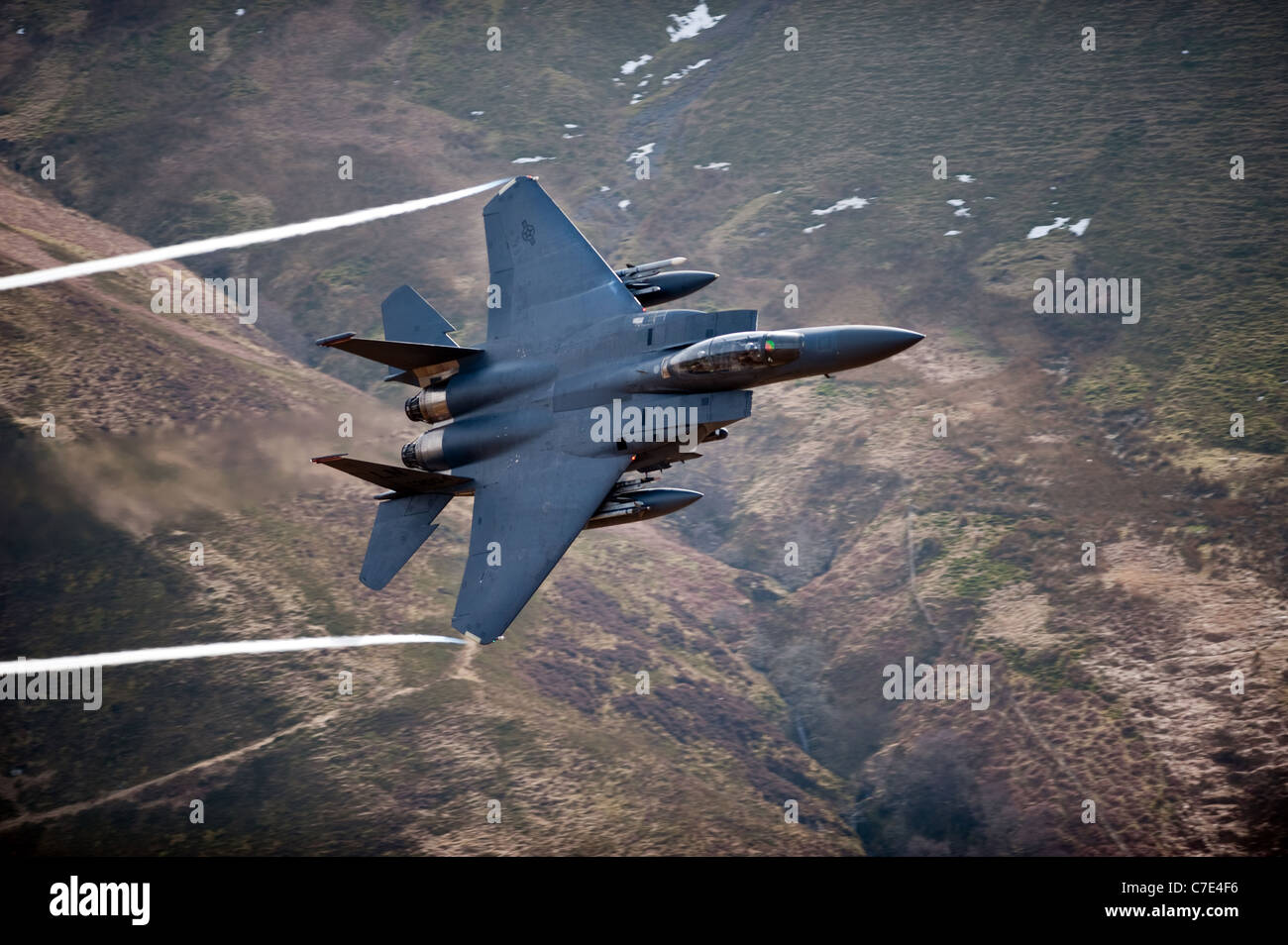 USAF, F-15E, strike, eagle, low, level, fast, jet USAF, F-15E, strike, eagle, low, level, fast, jet all-weather attack strike fi Stock Photo