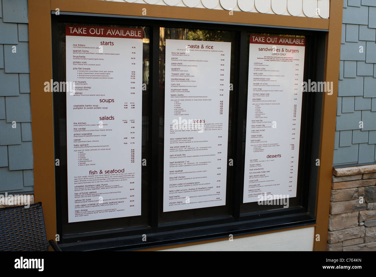 restaurant menu outdoor outside Stock Photo
