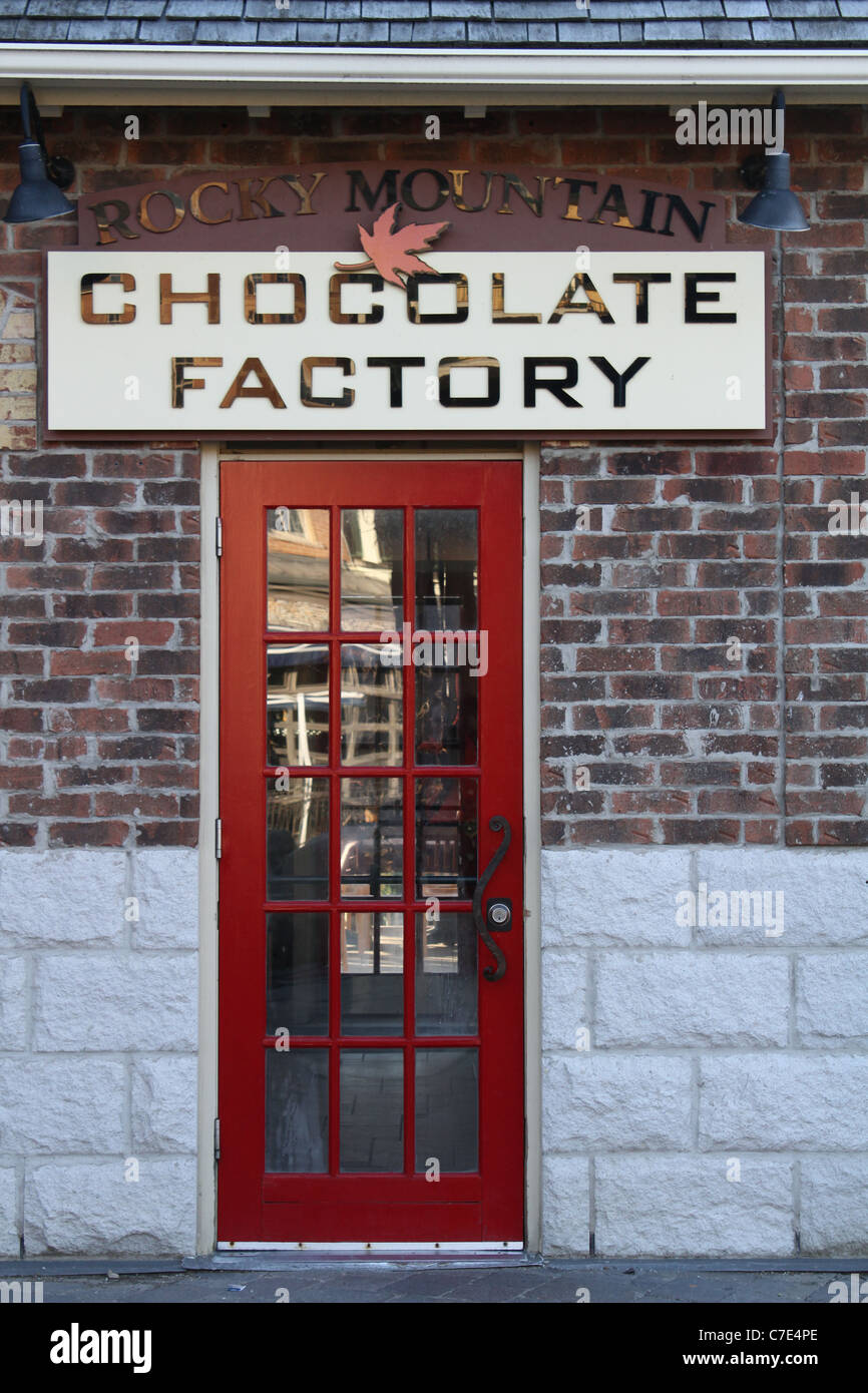 chocolate factory retail store front entrance Stock Photo
