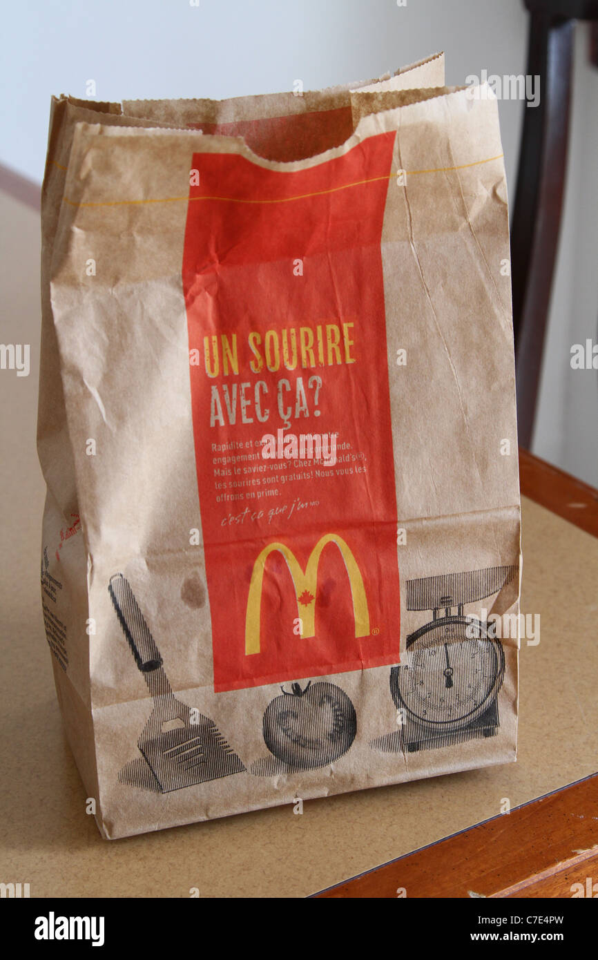 mcdonalds fast food takeout brown bag Stock Photo