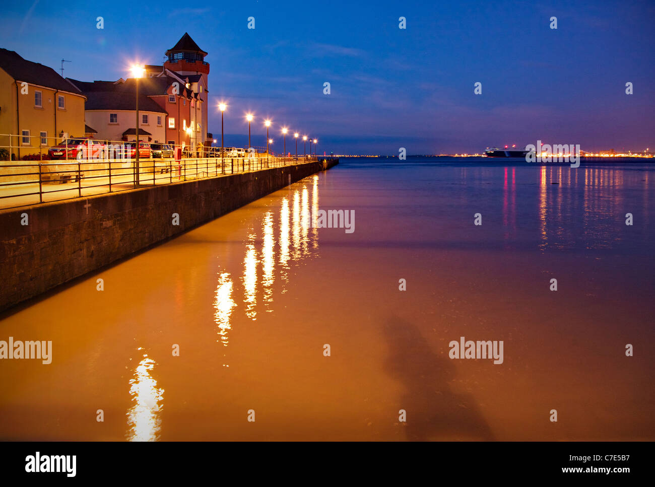 Portishead docks and the river Severn estuary by night Stock Photo Alamy
