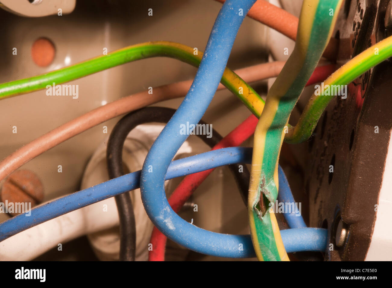 Damaged earth or circuit protective conductor Stock Photo Alamy