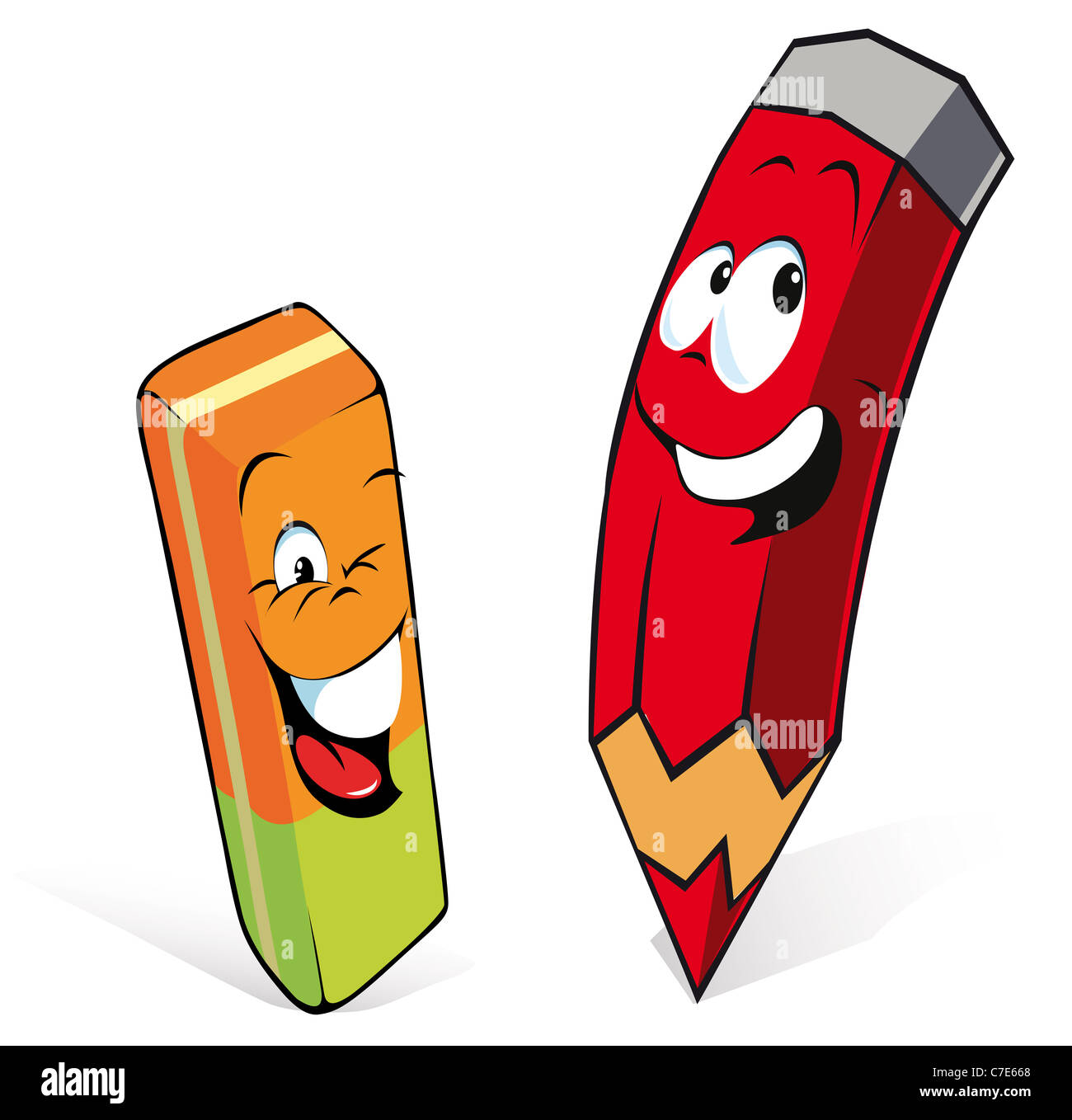 Cute pencil eraser drawing funny hires stock photography and images