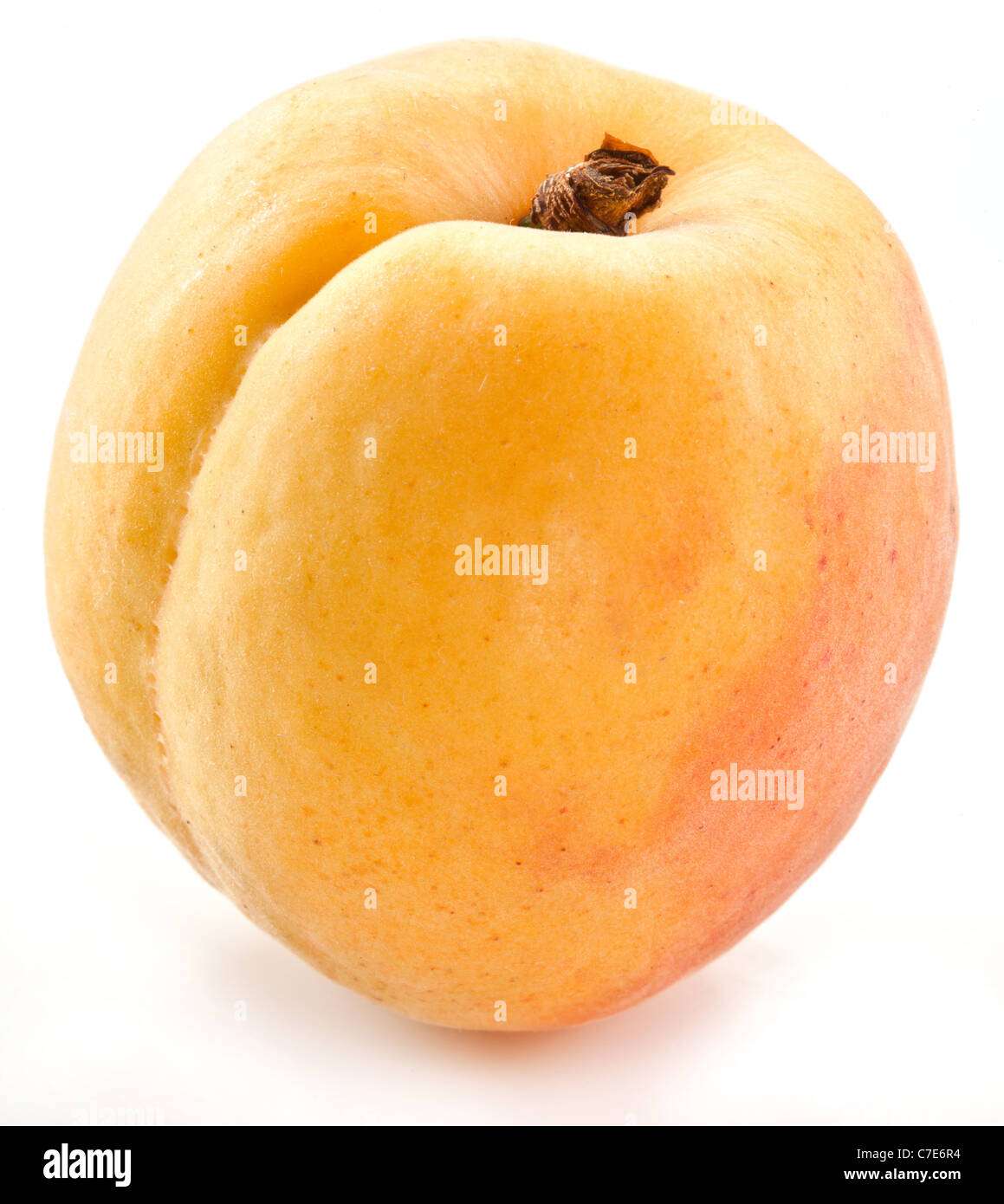 Apricot with leaf on a white background Stock Photo - Alamy