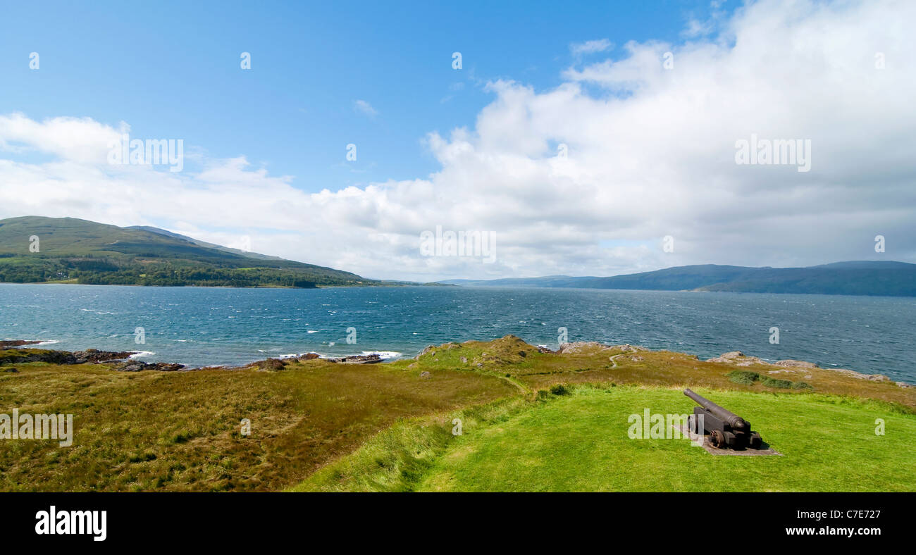 A view of the sea from Duart castle on the Isle of Mull Stock Photo