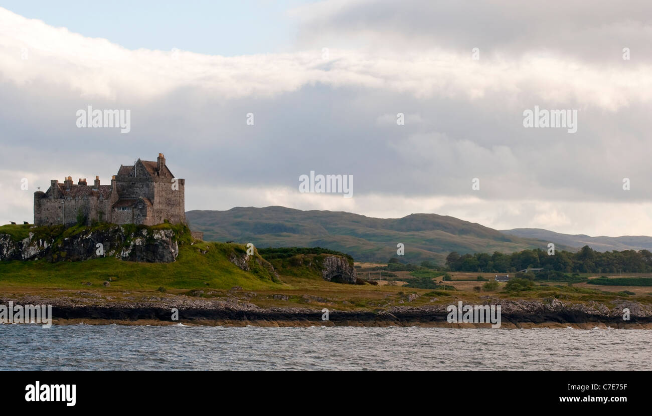 Evening light across Duart Castle on the Isle of Mull in Scotland Stock Photo