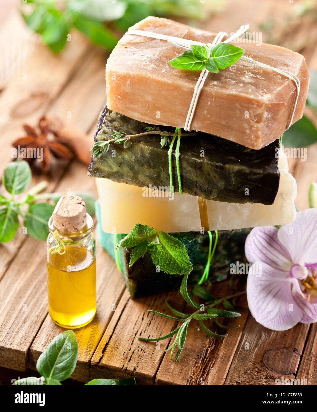 Pieces handmade soap herbs hi-res stock photography and images - Alamy