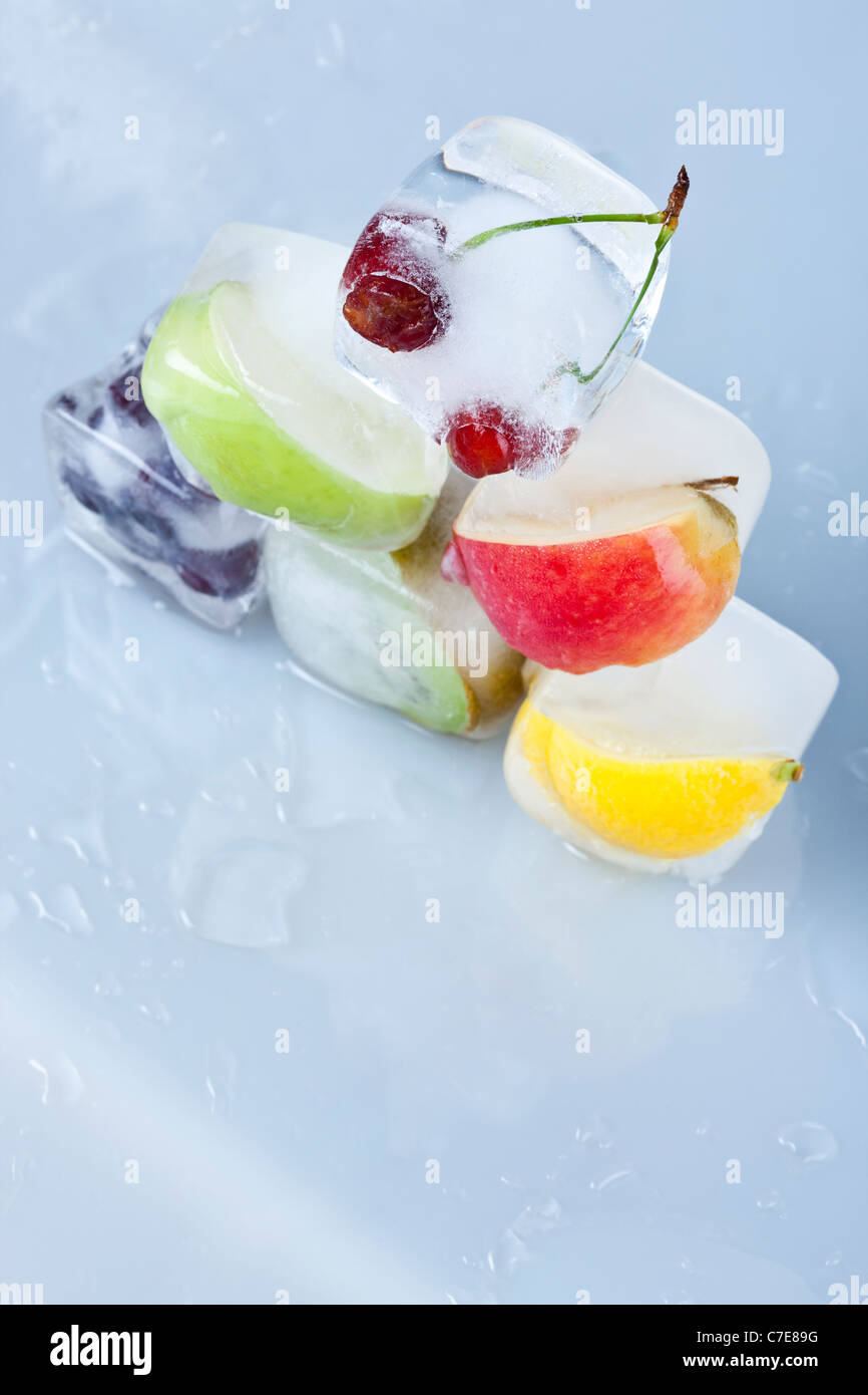 Frozen Fruit on White Background Stock Photo Alamy