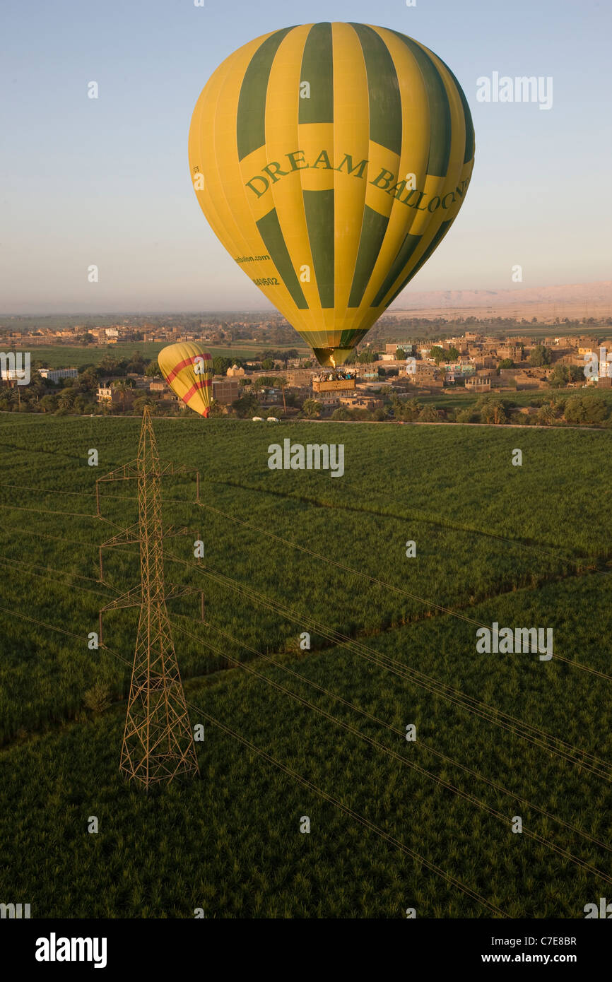 Hot air balloon flight, Luxor, Egypt Stock Photo