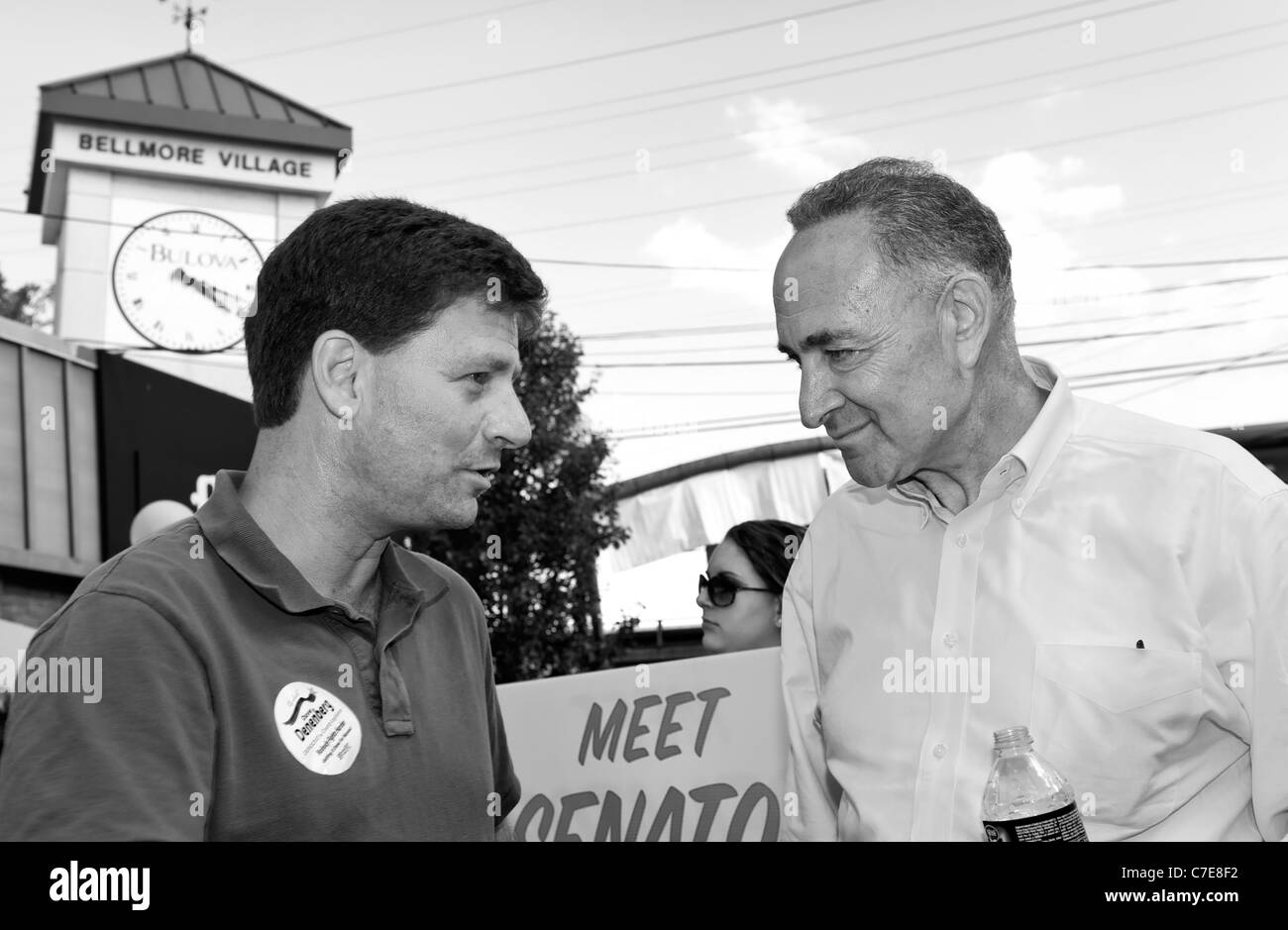 Legislator Dave Denenberg and U. S. Senator Charles E. Schumer at Bellmore Street Festival, New York September 18 2011 Stock Photo