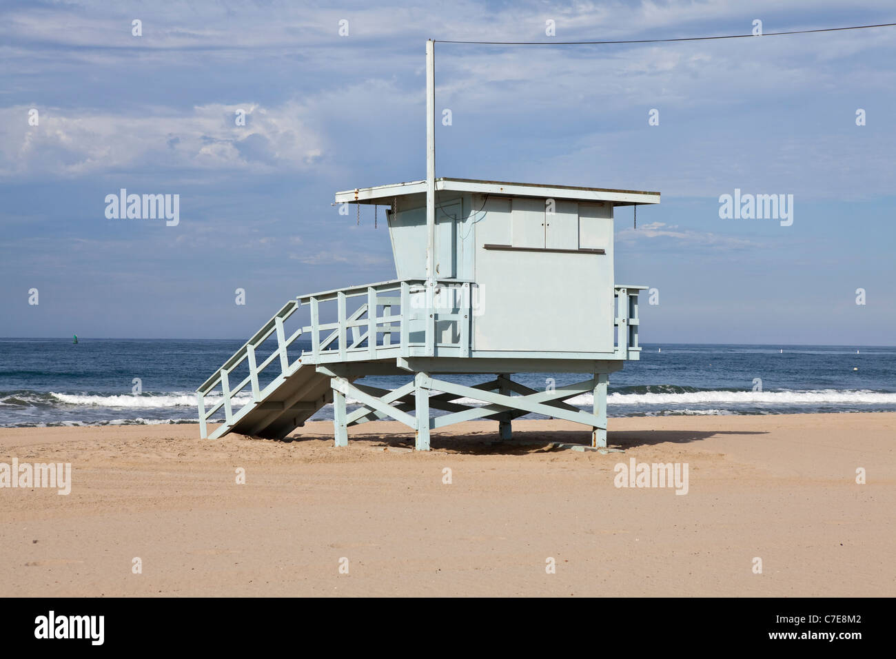 Santa Monica beach lifeguard tower in Southern California. Stock Photo
