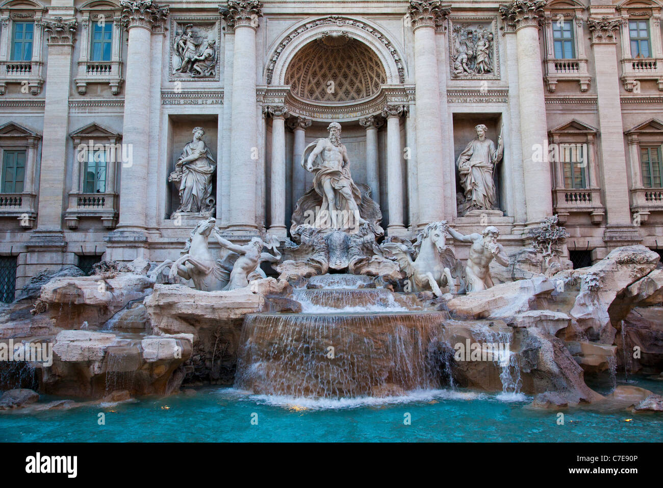The iconic Trevi Fountain (Fontana di Trevi) in Rome. Stock Photo