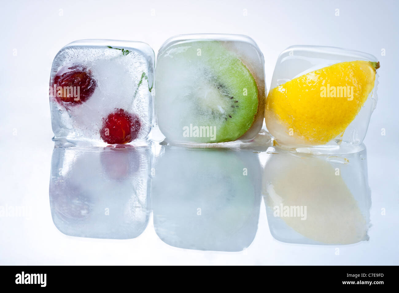Frozen Fruit on White Background Stock Photo Alamy