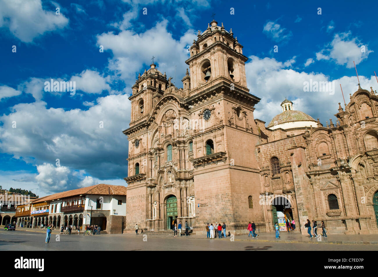 The cathedral in 'Plaza de armas' in the center of Cusco Peru Stock Photo