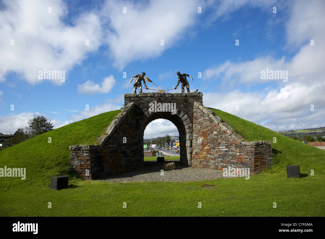 the workers monument on the dry arch roundabout in letterkenny county donegal republic of ireland Stock Photo