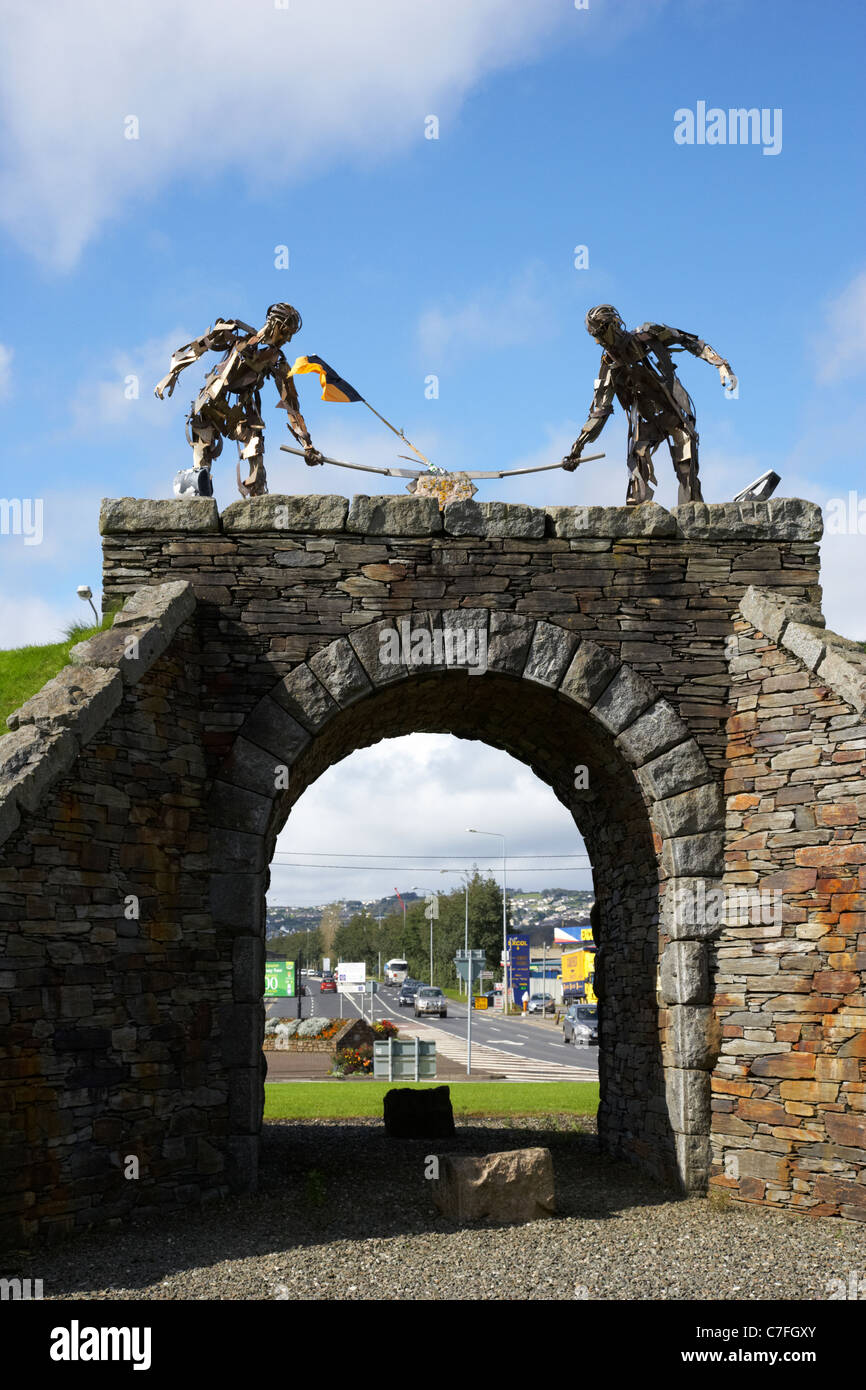 the workers monument on the dry arch roundabout in letterkenny county