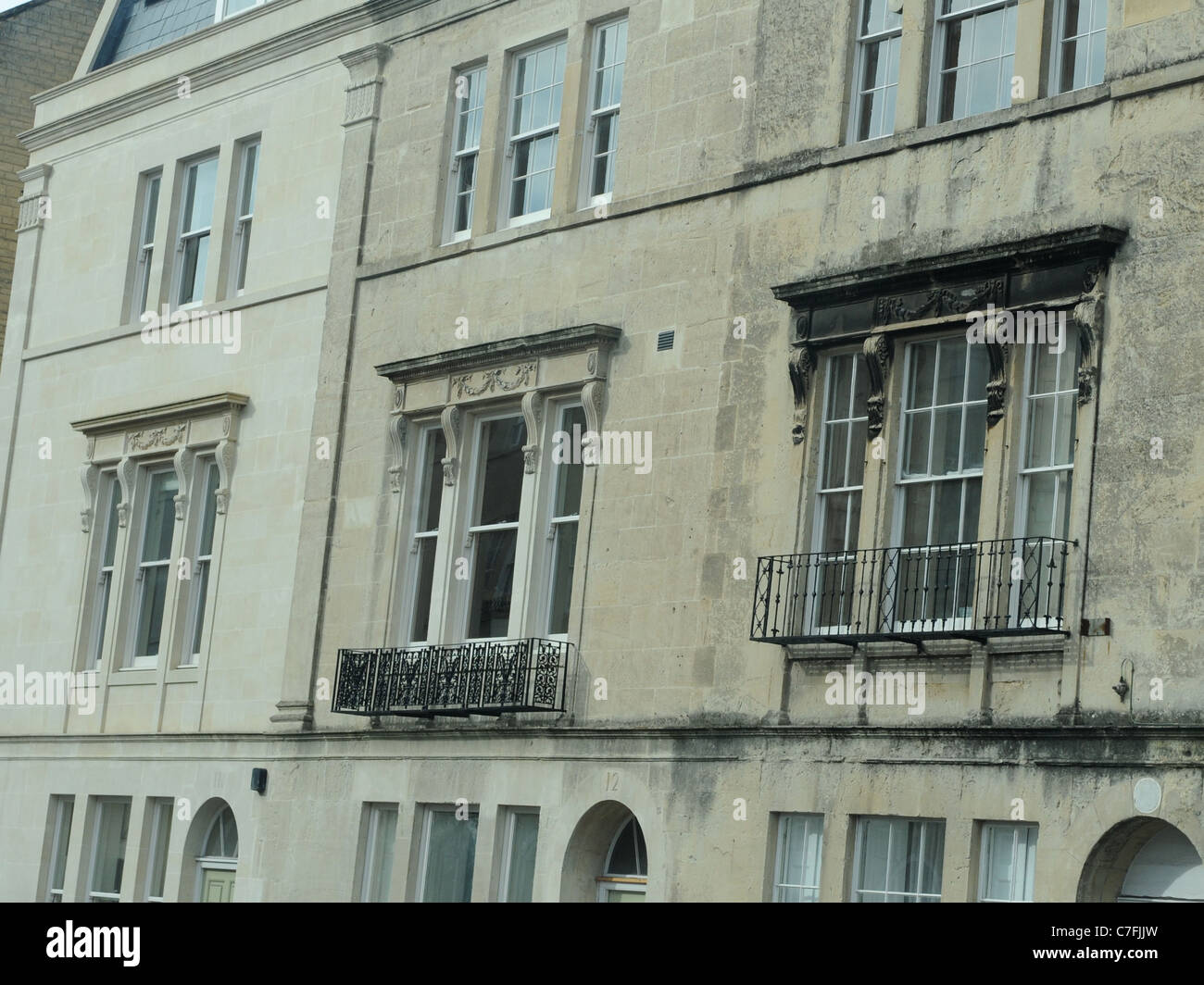 A row of Georgina buildings in Bath that have been sandblasted to remove grime and dirt Stock Photo
