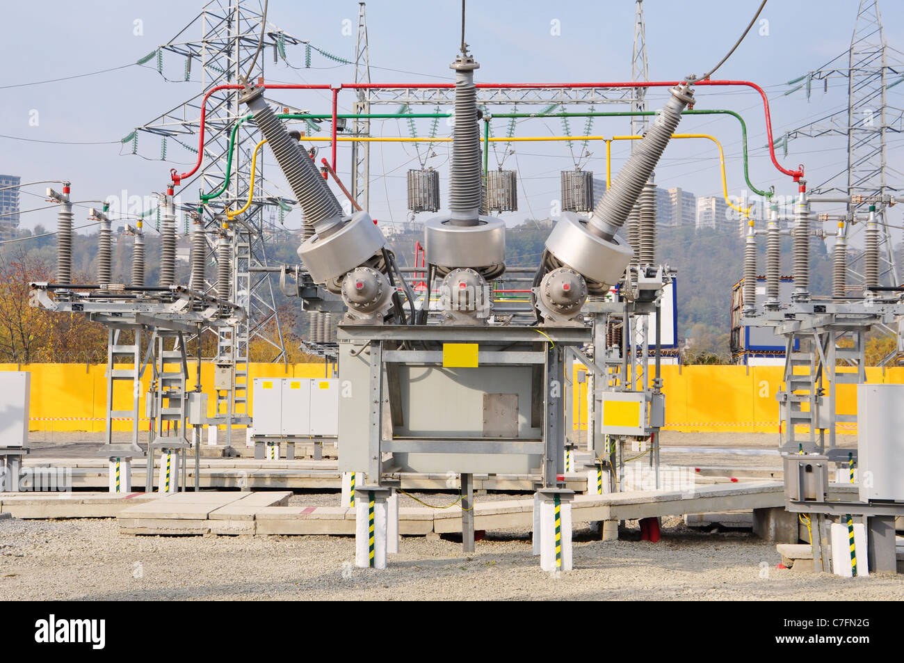 The high-voltage electric substation, in Sochi Stock Photo