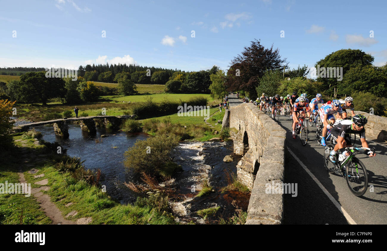 Tour of Britain cyclists Postbridge Devon Stock Photo - Alamy
