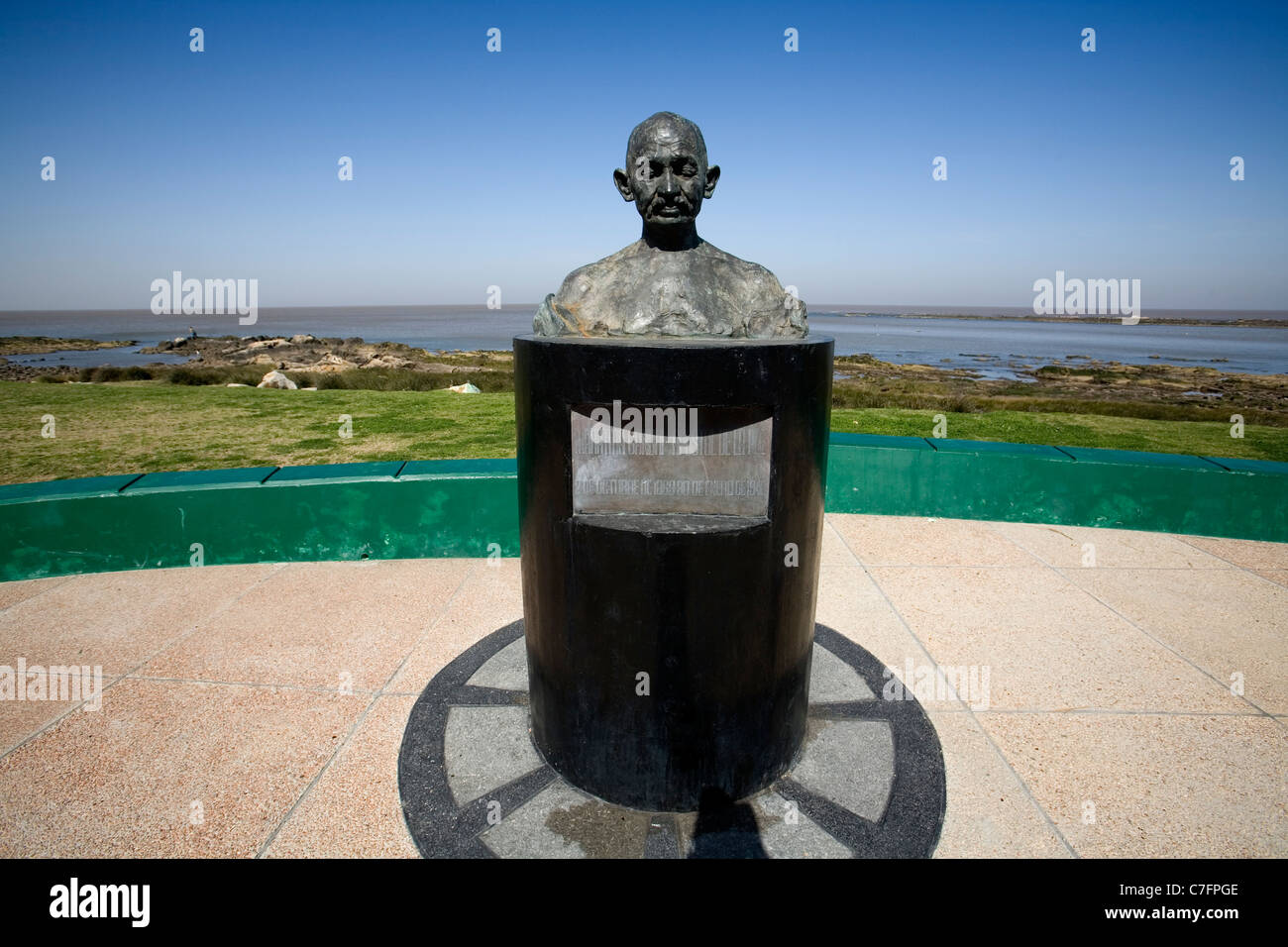 The statue of Gandhi in Montevideo Uruguay Stock Photo