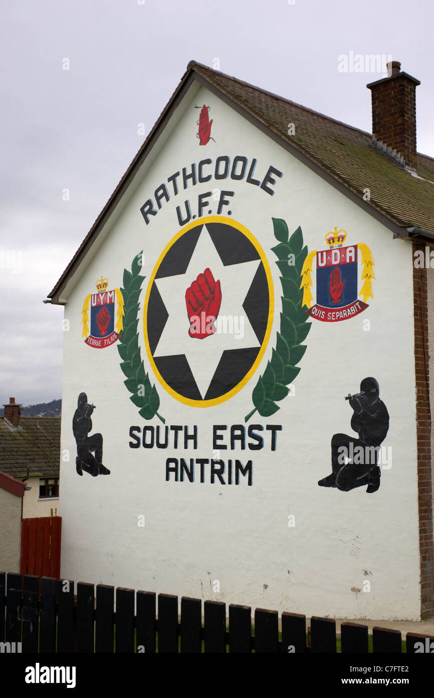 rathcoole uff ulster freedom fighters south east antrim loyalist wall mural painting newtownabbey northern ireland Stock Photo