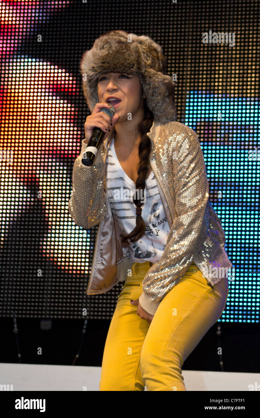 Liverpool-born singer, Chelcee Grimes, performing at Liverpool Pride 2011 Stock Photo