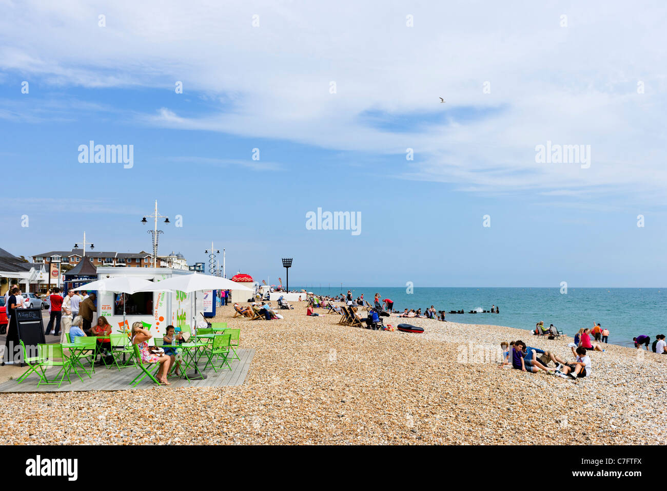 Cafe on the beach at Bognor Regis, West Sussex, England, UK Stock Photo