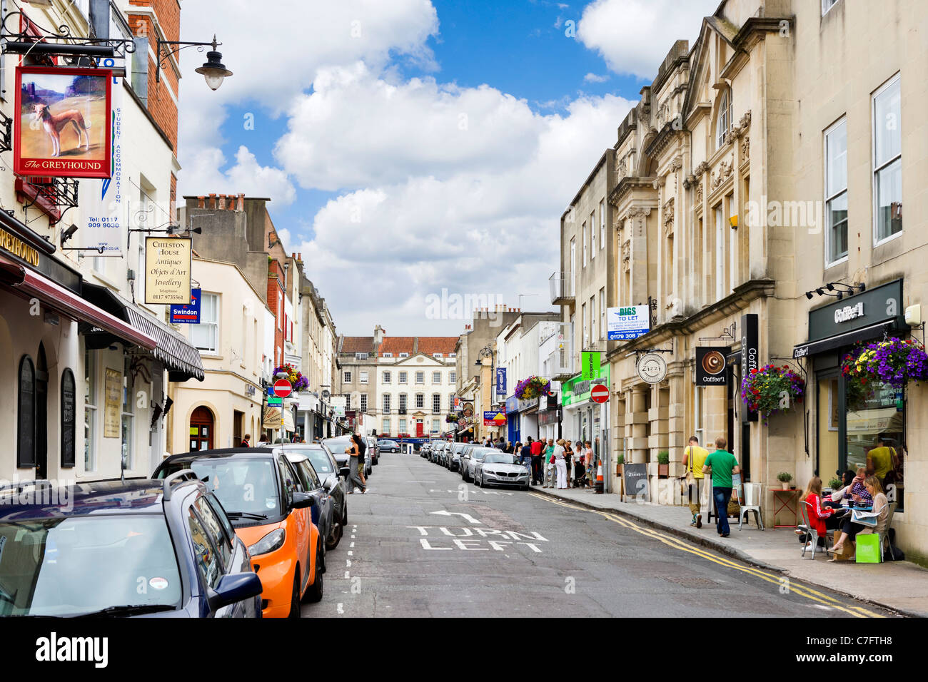 Shops on Princess Victoria Street in Clifton Village, Bristol, Avon