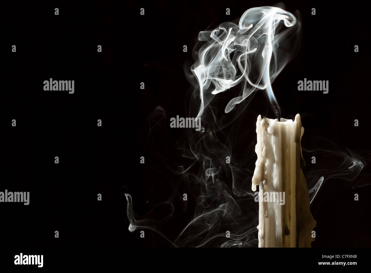 Candle blow off with smoke Stock Photo Alamy