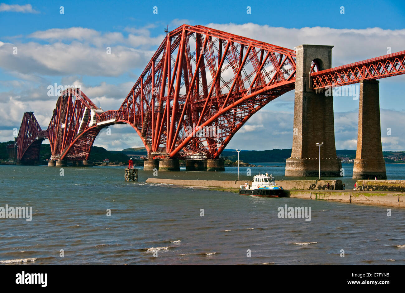 Scotland's iconic 19th century cantilevered Forth Railway Bridge over the Firth of Forth at South Queensferry Stock Photo