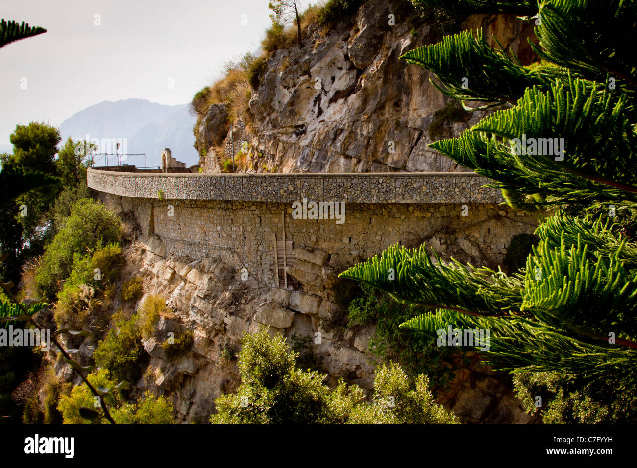 Cantilevered section of Amalfi Drive, Italy near Furore, Positano and Praiano Stock Photo