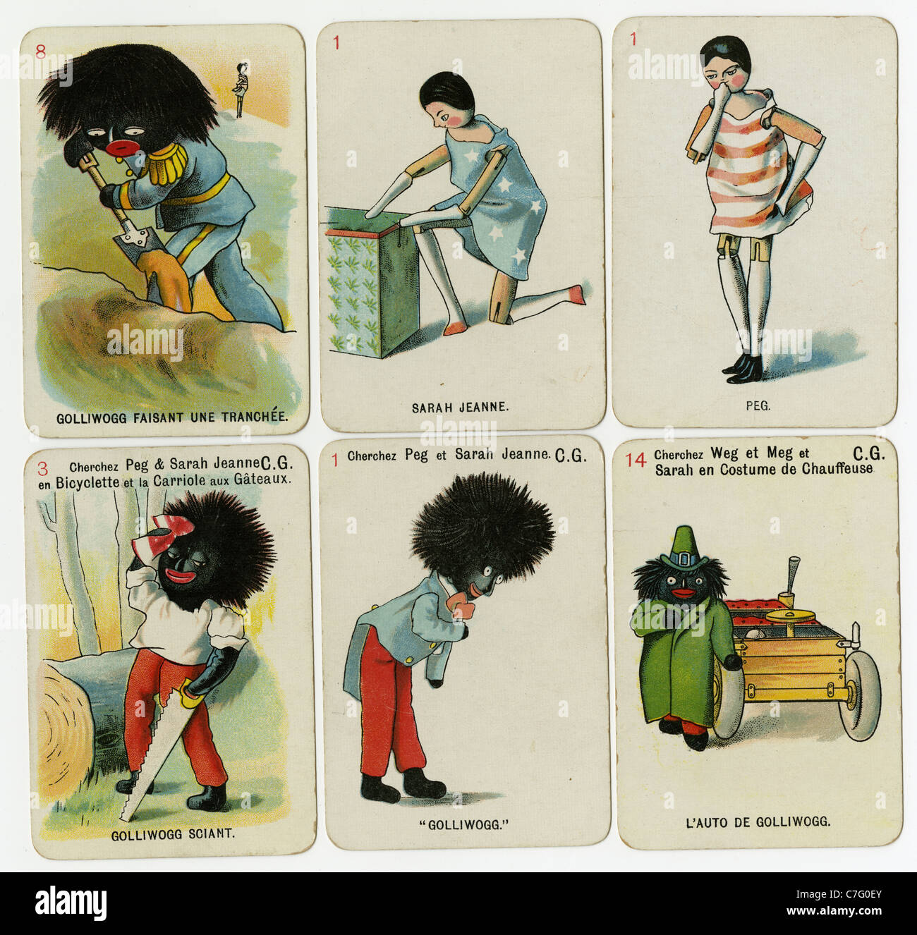 Circa 1890s Golliwogg playing cards featuring the characters by Florence Kate Upton. Stock Photo