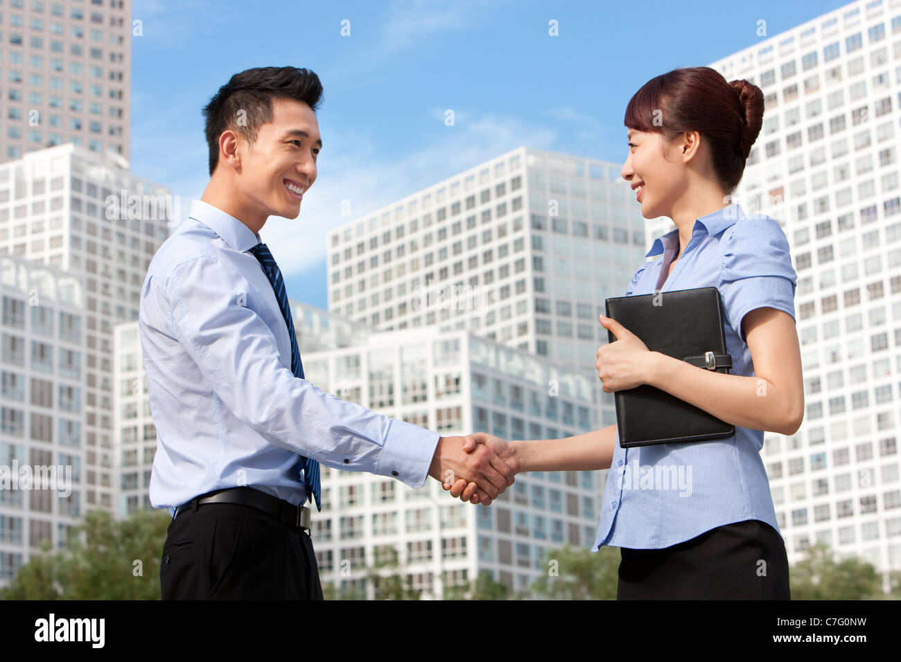 Colleagues Shaking Hands Stock Photo - Alamy