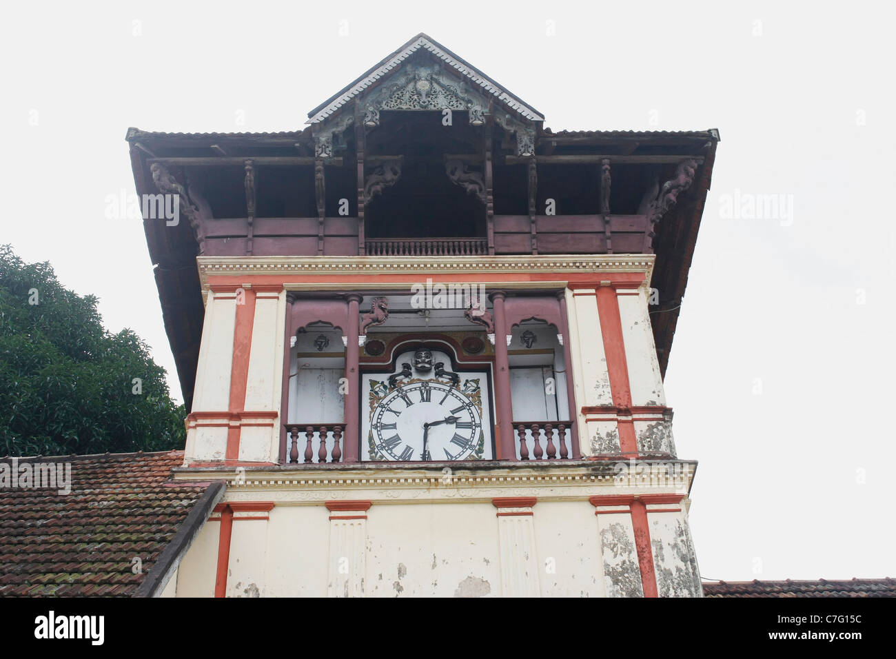 The 'Methan Mani' - a peculiar clock at the Kuthiramalika Palace Museum Stock Photo