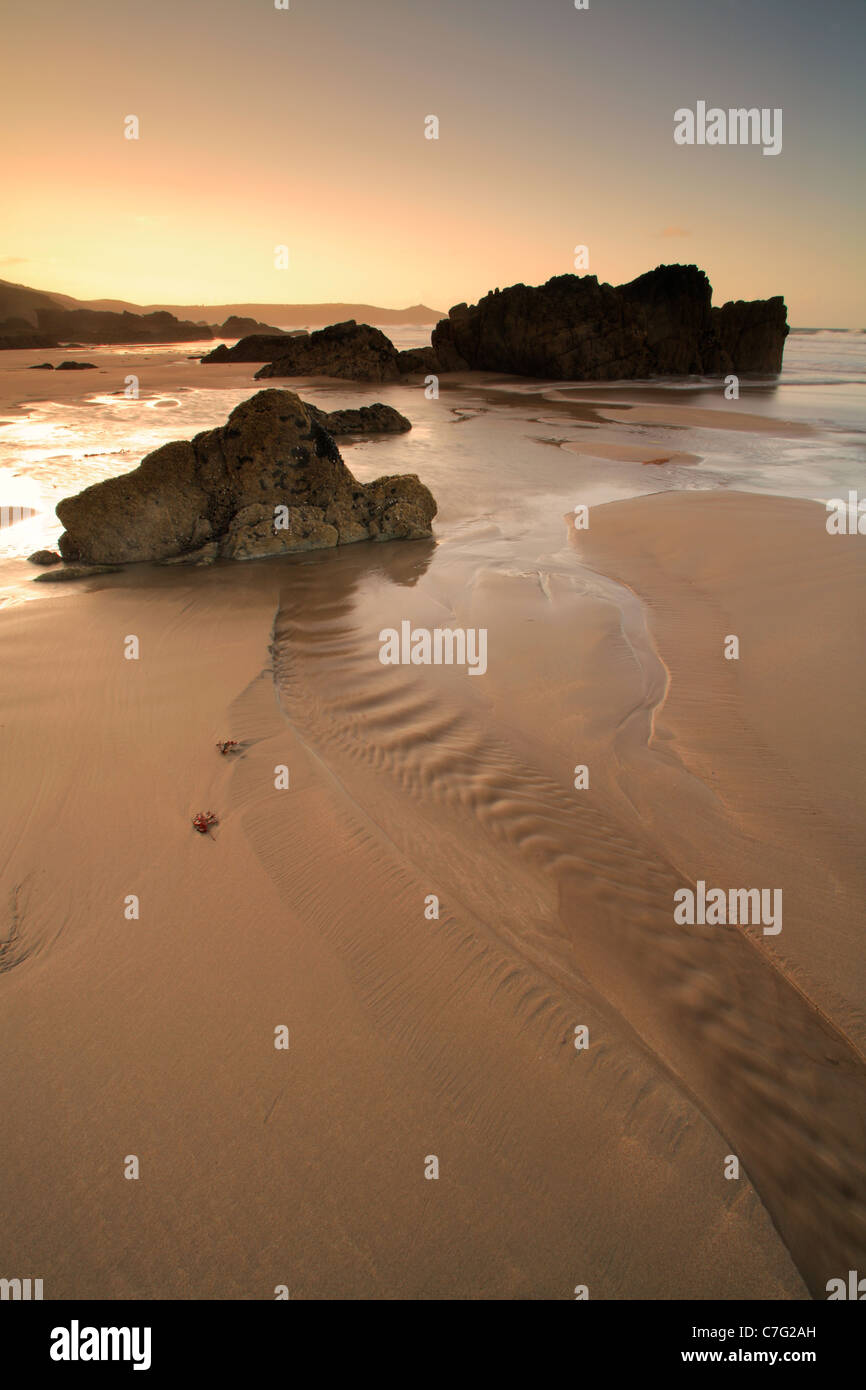 Whitsand Bay in Cornwall at sunrise Stock Photo - Alamy