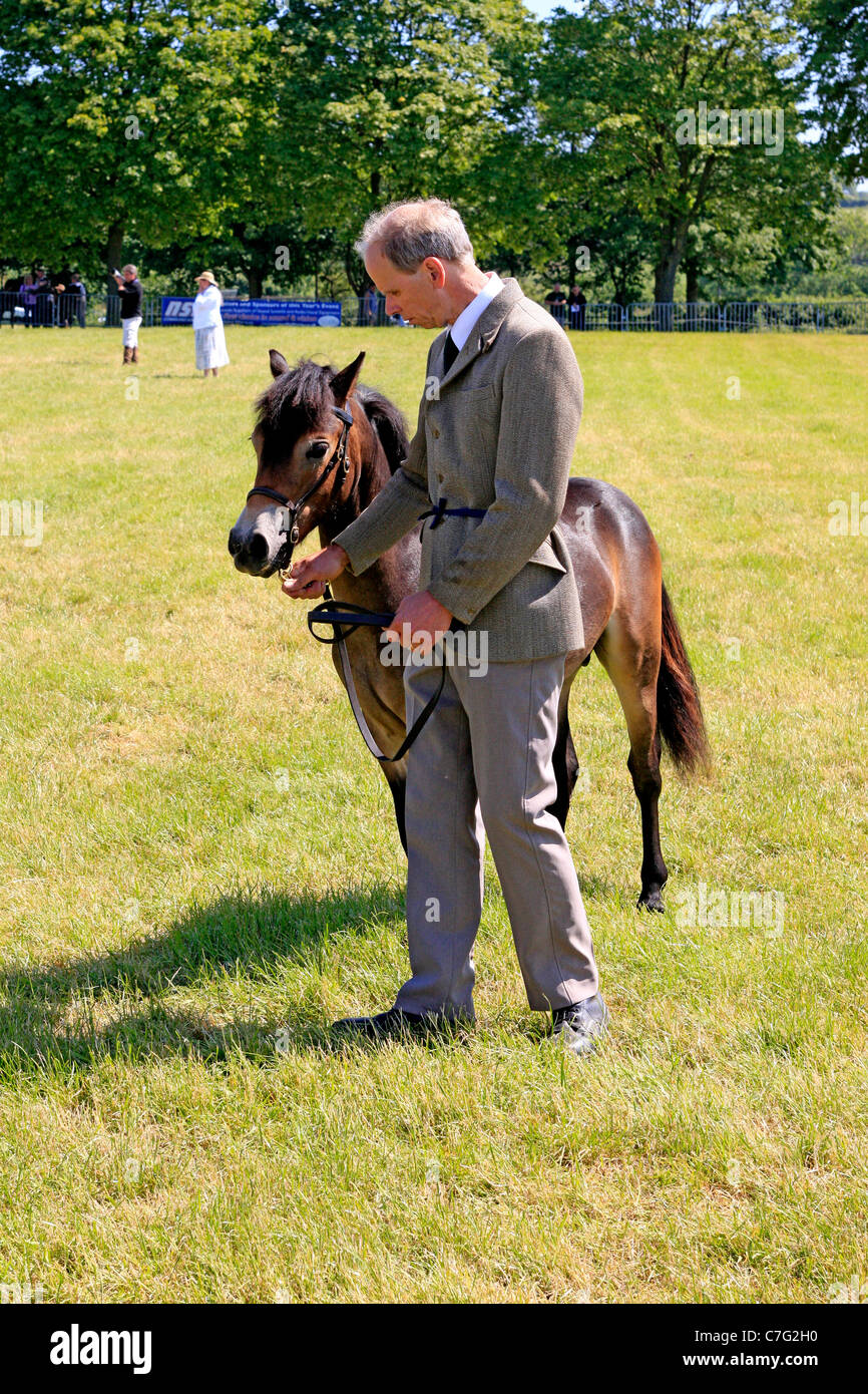 Country Gent displays his pony at the Bath & West Agricultural show in Somerset Stock Photo