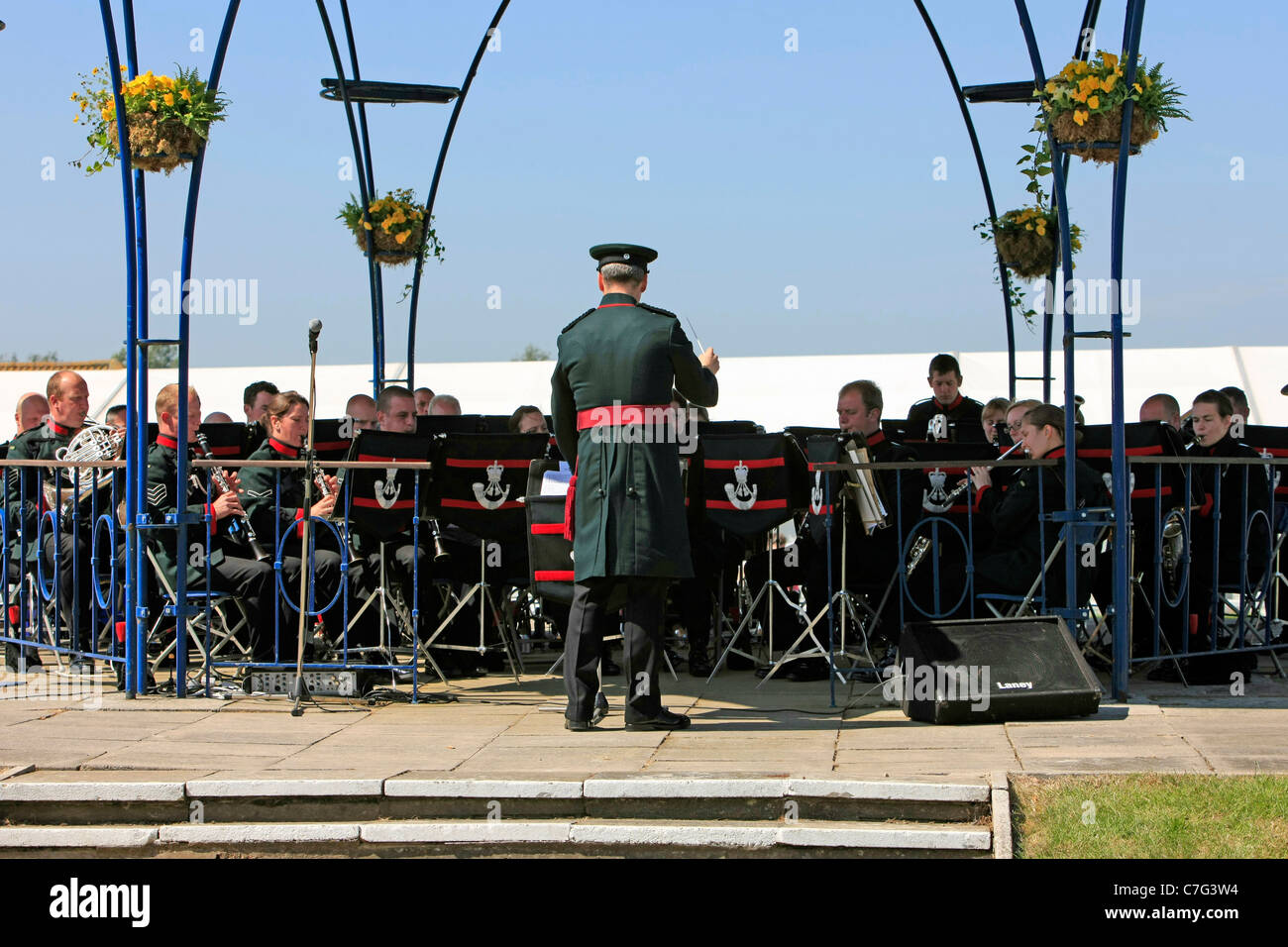 The band of the Light Infantry give a recital in the bandstand at the Bath & West showground Stock Photo