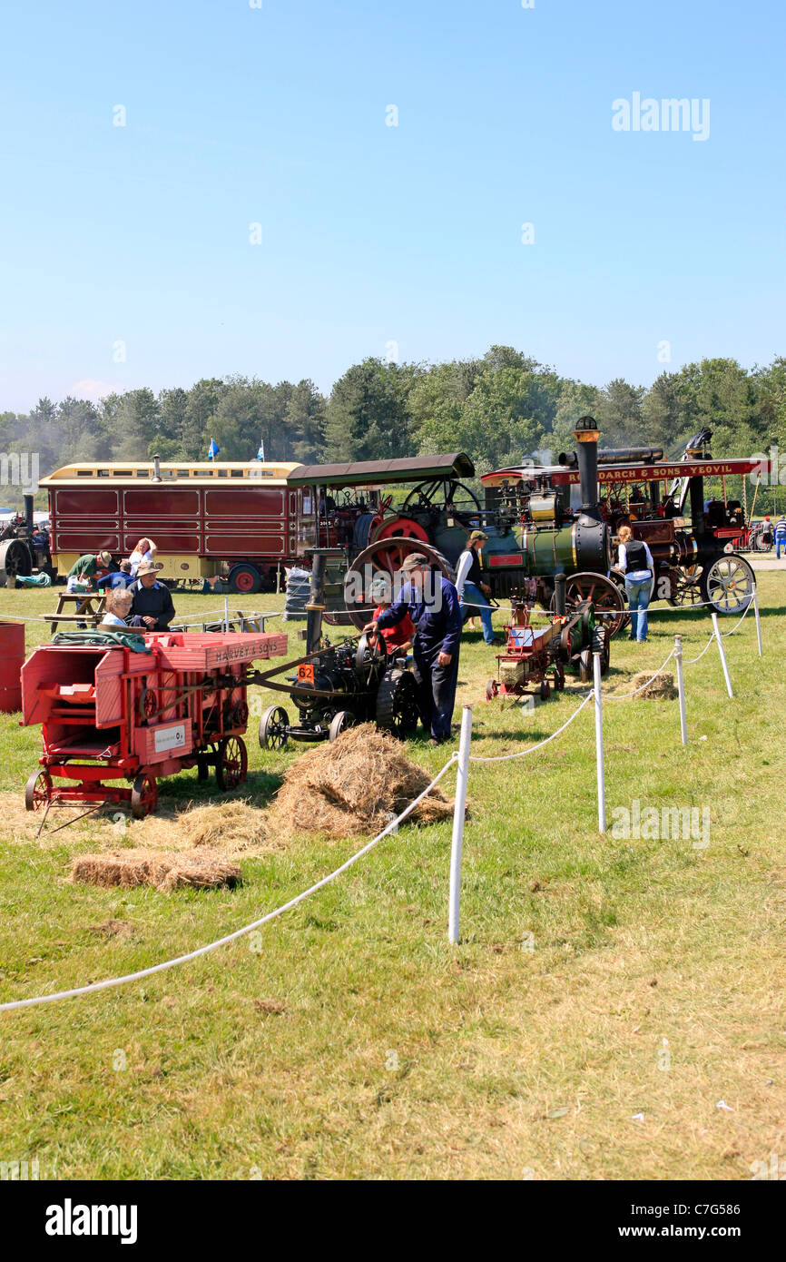 Exhibition of steam-powered farm machinery at the Bath & West Agricultural show in Somerset Stock Photo