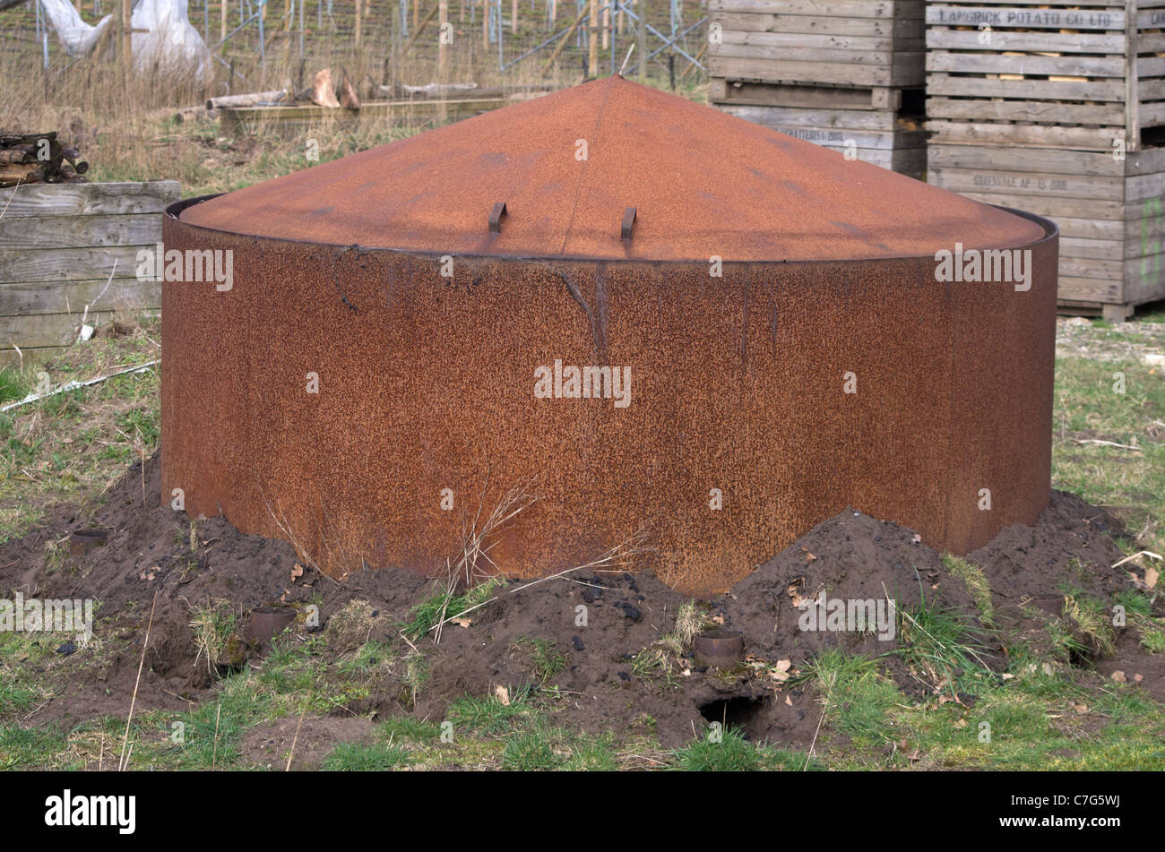 Metal charcoal kiln Stock Photo